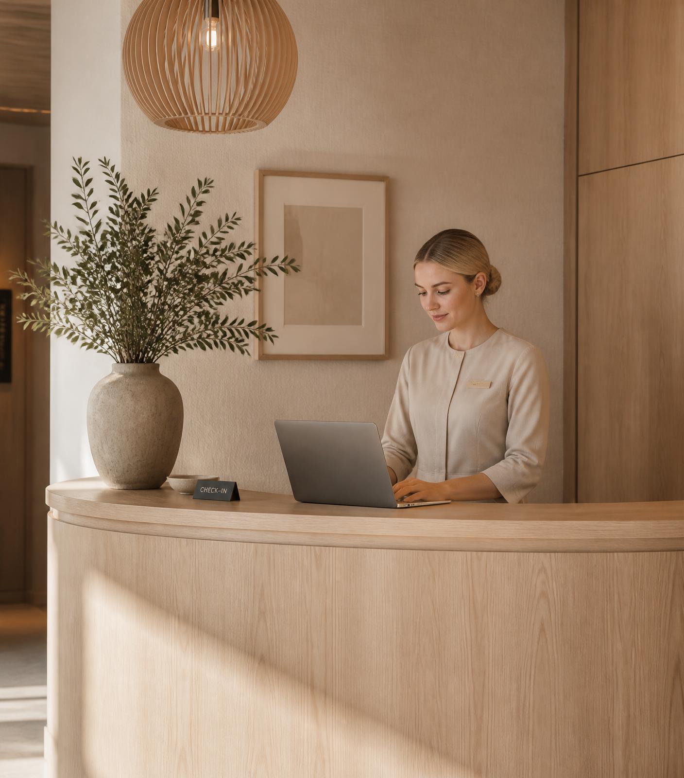 Hotelmedarbejder bruger Quenso på arbejdet